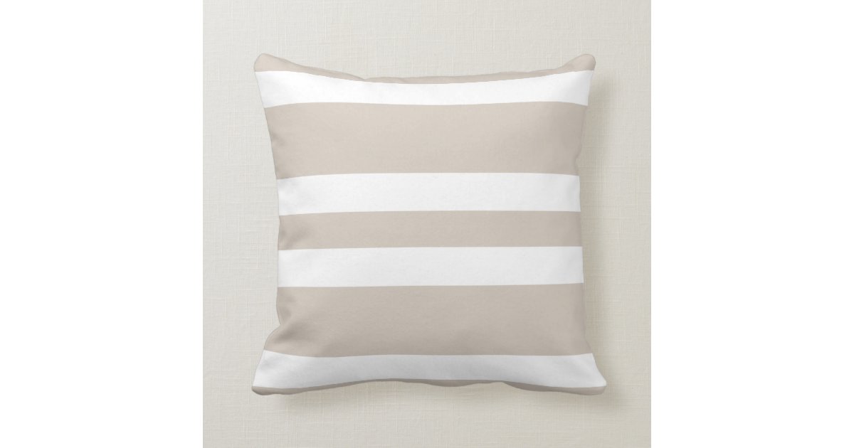 Beige Khaki & White Stripe Couch Pillow Gift Zazzle