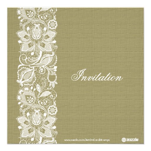 Beige Linen & White Lace Bridal Shower Invite