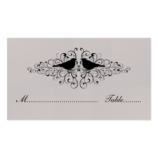 Beige Love Bird Swirls Place Card Business Card Templates (front side)