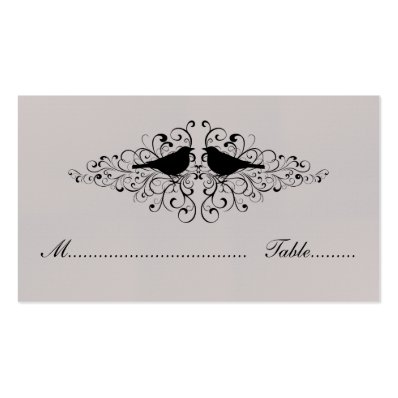 Beige Love Bird Swirls Place Card Standard Business Card