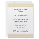 Beige Tan Color Stripe Pattern. Invite