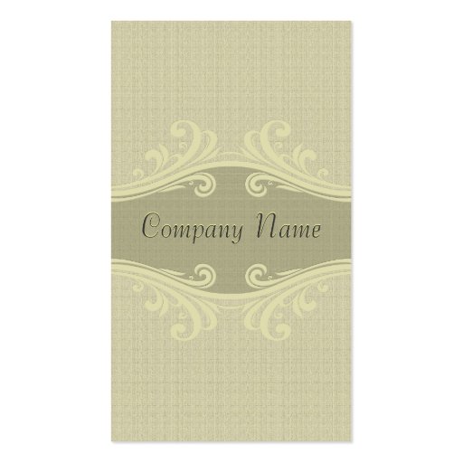 Beige Tone Natural Linen Texture & Swirls Business Cards (front side)