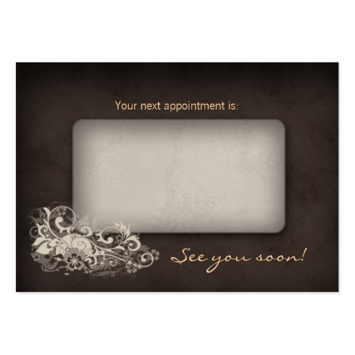 Beige Trendy Salon Spa Floral Appointment Card Business Card (back side)