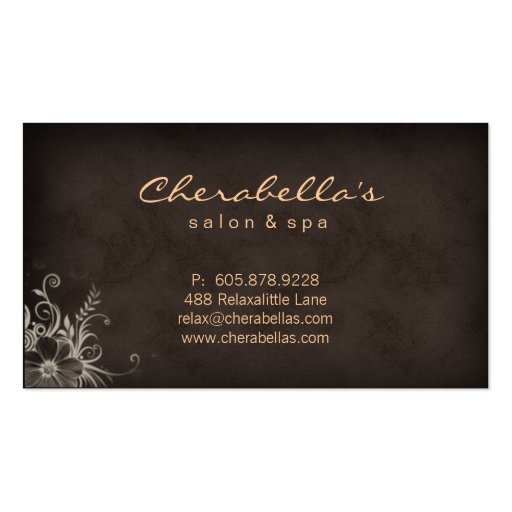 Beige Trendy Salon Spa Floral business card (back side)