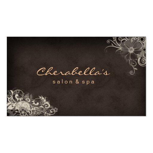Beige Trendy Salon Spa Floral business card