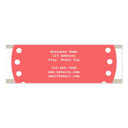 Beige White Stripes Pattern, Coral Monogram Business Card (back side)