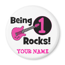 Being 1 Rocks! with Pink Guitar Fridge Magnets