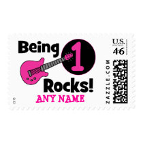 Being 1 Rocks! with Pink Guitar Stamp