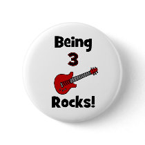 Being 3 Rocks! With Guitar Rockstar Rocker Pinback Buttons