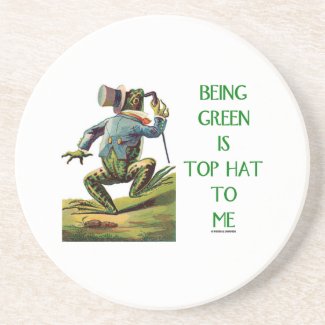 Being Green Is Top Hat To Me Frog Environmental Coaster