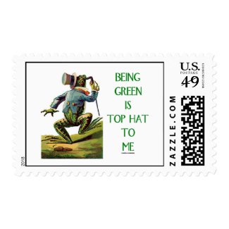 Being Green Is Top Hat To Me (Top Hat Frog) Postage Stamp