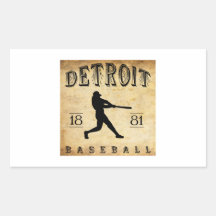 Béisbol 1881 de Detroit Michigan Rectangular Pegatina
