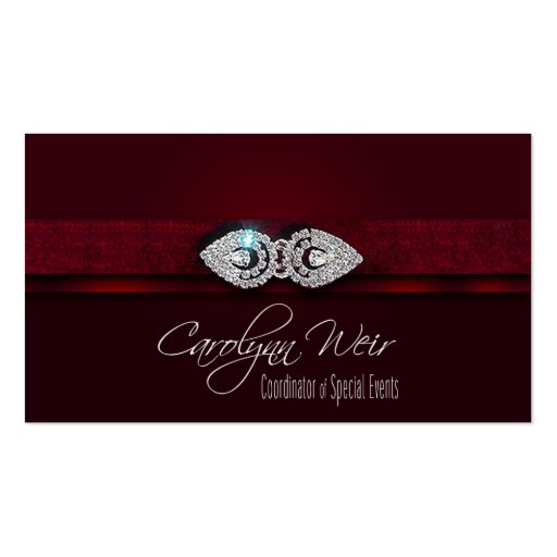 "Bejeweled" - Glamorous Elegant Event Planner Business Card (front side)