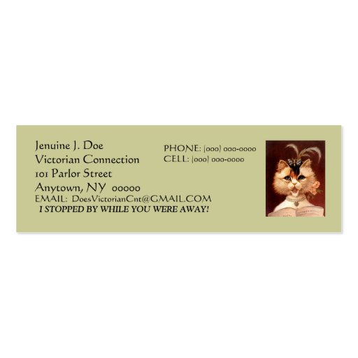 BEJEWELED VICTORIAN PARLOR CAT CALLING/CONTACT CRD BUSINESS CARD TEMPLATES (front side)
