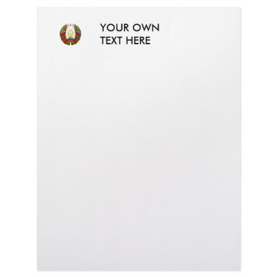 Belarus Coat of Arms Personalized Letterhead by flagshirts