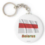 Belarus Traditional Waving Flag with Name Keychain