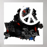 Belarus Trendy Peace Sign with Belarusian map Poster