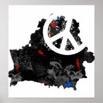 Belarus Trendy Peace Sign with Belarusian map Poster