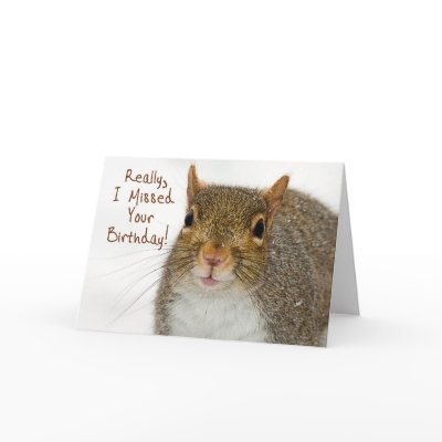 Belated Birthday Wish (Squirrel) Card by TrudyWilkerson