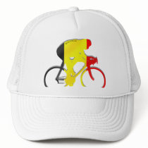 Belgian Cyclists from Belgium Bicyle Gear hats by Funkart Belgian Cyclists from Belgium Bicyle Gear hats