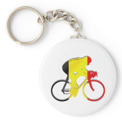 Belgian Cyclists from Belgium Bicyle Gear Key Chain by Funkart