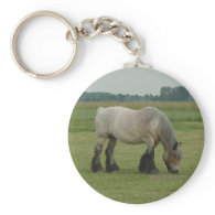 Belgian Draft Horse-color grey grazing Keychain