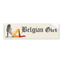 Belgian Girl Silhouette Flag Bumper Sticker