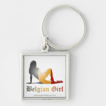 Belgian Girl Silhouette Flag Key Chains