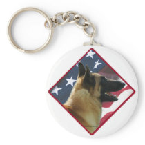 Belgian Malinois Flag Keychain
