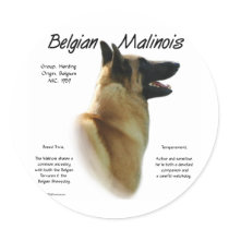 Belgian Malinois History Design Round Stickers