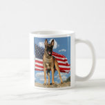 Belgian Malinois w Flag and Sky Mug mugs