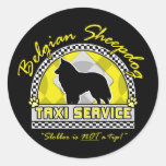Belgian Sheepdog Taxi Service Round Stickers