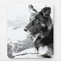 Belgian Shepherd Dog Black and White Mousepad by indolilly Belgian Shepherd Dog Black and White Mousepad