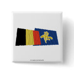 Belgium and Region of Brussels Waving Flags Pinback Button
