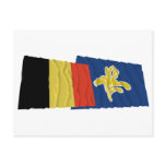 Belgium and Region of Brussels Waving Flags Post Cards
