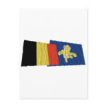 Belgium and Region of Brussels Waving Flags Post Card