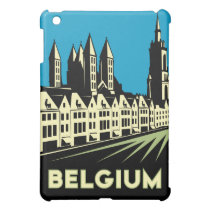 belgium art deco retro travel poster ipad mini cases