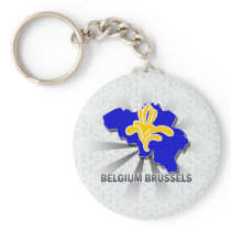 Belgium Brussels Flag Map 2.0 Key Chain