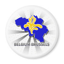 Belgium Brussels Flag Map 2.0 Fridge Magnets