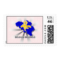 Belgium Brussels Flag Map 2.0 Postage Stamp