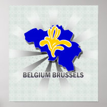 Belgium Brussels Flag Map 2.0 Print