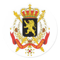 Belgium Official Coat Of Arms Heraldry Symbol Round Sticker