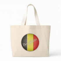 Belgium Round Grunge Flag Badge Tote Bag