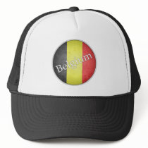 Belgium Round Grunge Flag Badge Hats