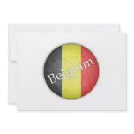 Belgium Round Grunge Flag Badge Invites