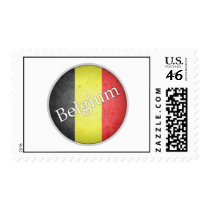 Belgium Round Grunge Flag Badge Postage Stamps