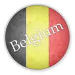Belgium Round Grunge Flag Badge Round Stickers