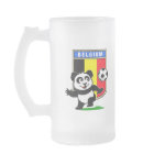 This adorable little panda is too cute! He's featured in front of a large flag from Belgium and ready to play football and score some goals. This cute design is perfect for football players and soccer fans.