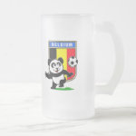 This adorable little panda is too cute! He's featured in front of a large flag from Belgium and ready to play football and score some goals. This cute design is perfect for football players and soccer fans.