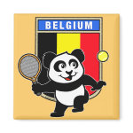 This adorable little panda loves to get out on the court and hits some balls. Panda plays in front of a large flag of Belgium. This is a great design for anyone who loves to play tennis, watch tennis or just loves cute pandas.